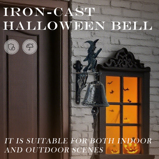 Linton Arts Vintage Witch DoorBells, Cast Iron Dinner Bell Outdoor & Halloween Decor, Witch Bell Hanging Door Decor for Porch Front Door Garden Yard Outdoor Indoor Halloween
