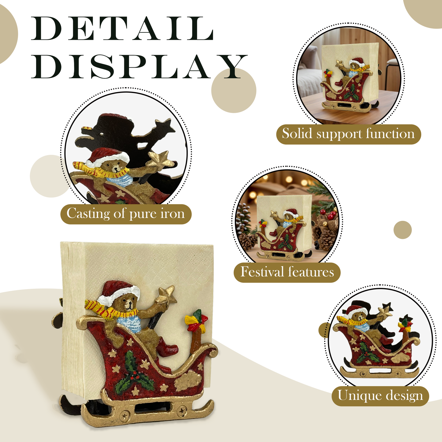 Durable Pure Iron Napkin Stand for Paper Napkins,
Unique Holiday Home Decor