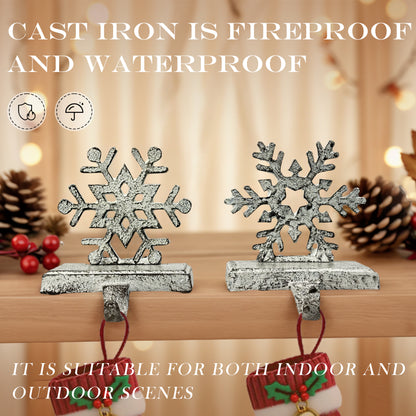 Linton Arts 2 Pack Cast Iron Christmas Stocking Holders for Mantle, Set of 2 Heavy Duty Cast Iron Christmas Stocking Holders, Vintage Ornament Hooks【Christmas Stocking Holder】