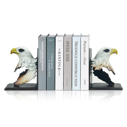 Linton Arts Metal Bookends for Shelves – Heavy Duty Cast Iron Bald Eagle Bookend, Decorative Book Stopper for Home Office, 1pc Single Bookend (Bookshelf Decor)