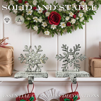 Linton Arts 2 Pack Cast Iron Christmas Stocking Holders for Mantle, Set of 2 Heavy Duty Cast Iron Christmas Stocking Holders, Vintage Ornament Hooks【Christmas Stocking Holder】