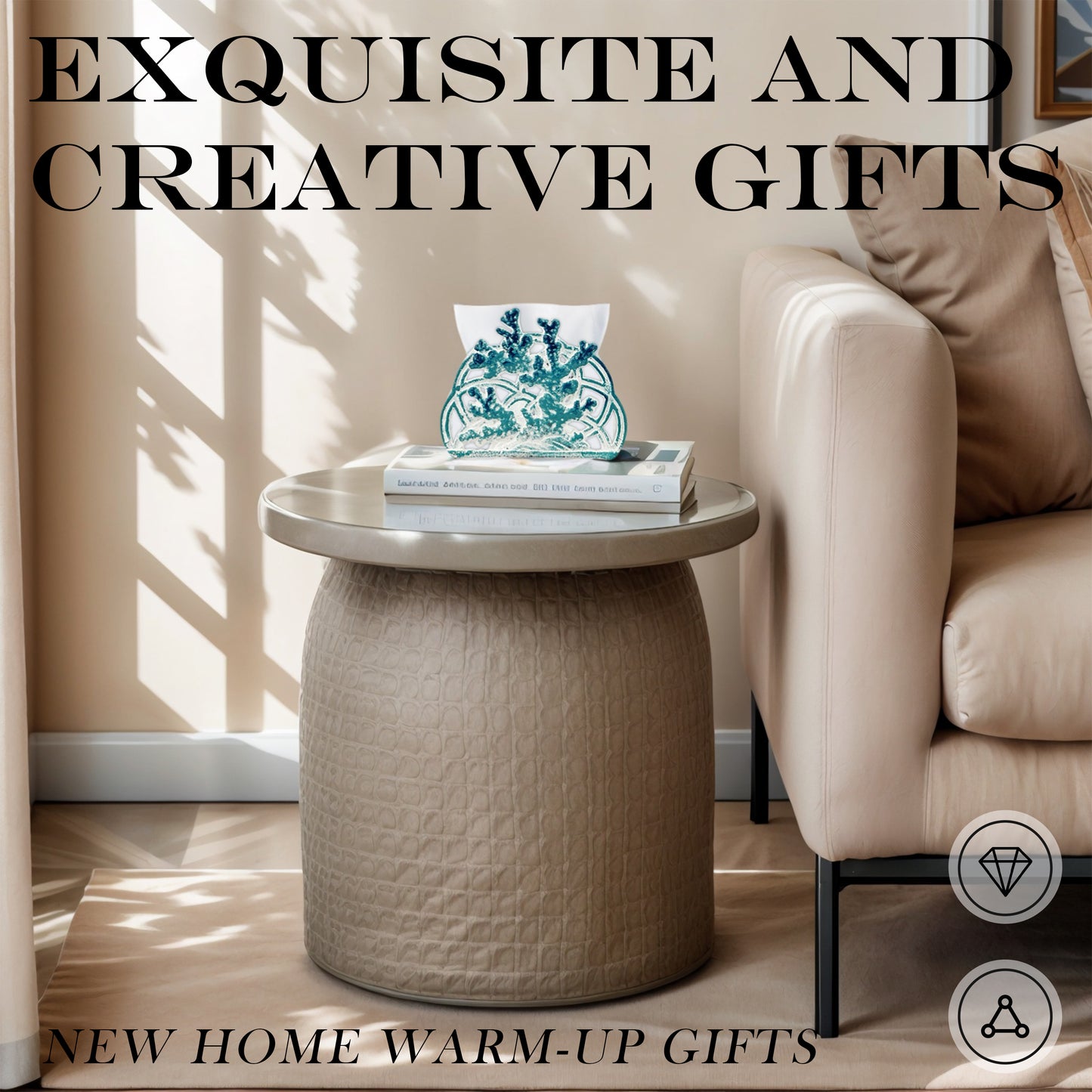 Linton Arts Napkin Holder for Table, Cast Iron Standing Napkin Dispenser, Coral Design Blue  Paper Towel Organizer for Kitchen Coffee Shop Dining Bathroom  (5.8"L x 4.6"W x 3"H)