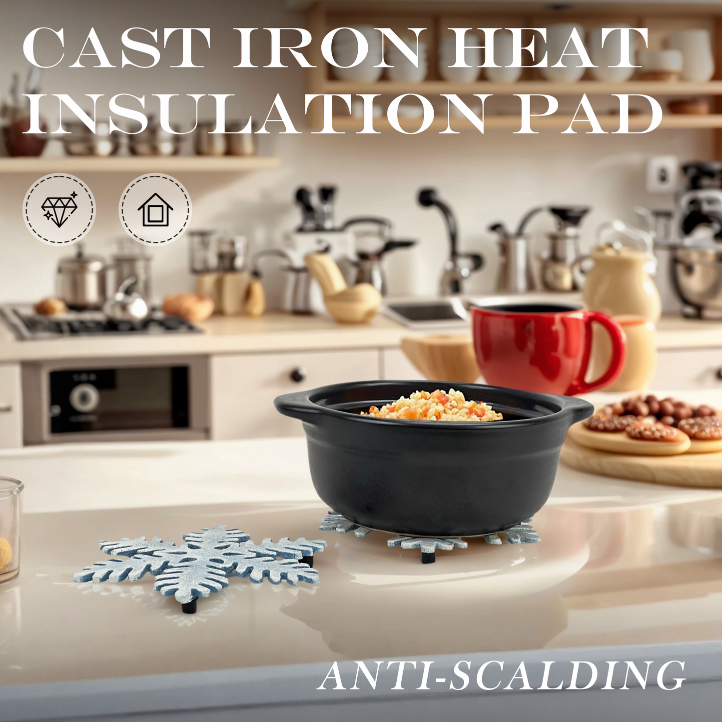 Linton Arts 2 Pack Snowflake Metal Trivets, Heat Resistant Cast Iron Trivet, Decorative Christmas Trivets for Holiday & Christmas Decorations for Kitchen