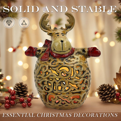 Linton Arts Reindeer Christmas Lantern, Cast Aluminium  Hollow-Out Iron Candle Lanterns, Christmas Decorations for  Fireplace Mantel