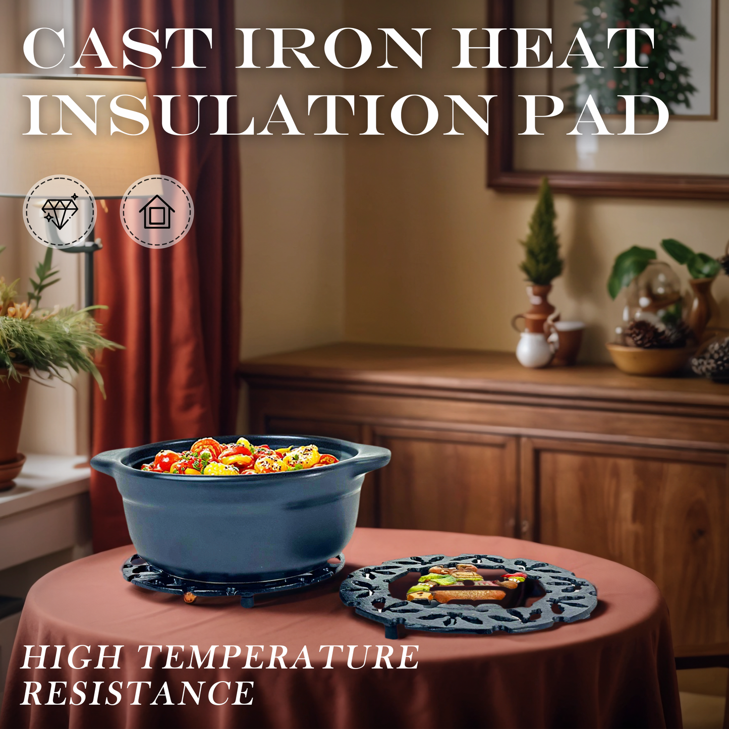 Linton Arts 2 Pack Christmas Metal Trivets, Reindeer & Snowman Cast Iron Trivet for Hot Dishes, 7 Inch Heat Resistant Decorative Trivets, Kitchen Gift for Christmas