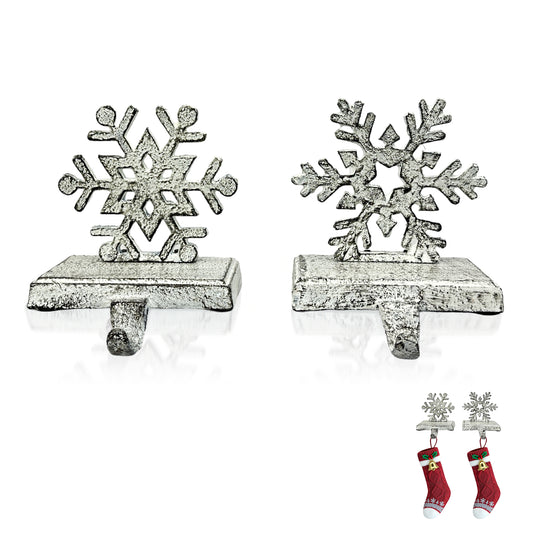 Linton Arts 2 Pack Cast Iron Christmas Stocking Holders for Mantle, Set of 2 Heavy Duty Cast Iron Christmas Stocking Holders, Vintage Ornament Hooks【Christmas Stocking Holder】