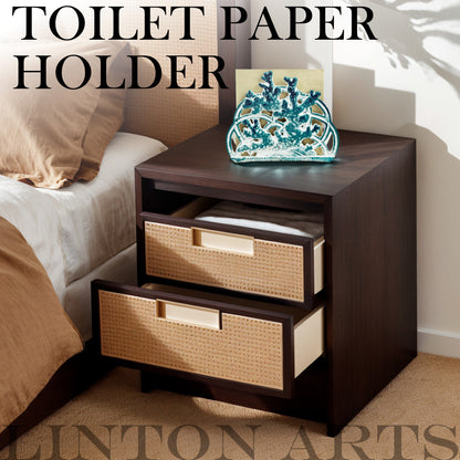 Linton Arts Napkin Holder for Table, Cast Iron Standing Napkin Dispenser, Coral Design Blue  Paper Towel Organizer for Kitchen Coffee Shop Dining Bathroom  (5.8"L x 4.6"W x 3"H)