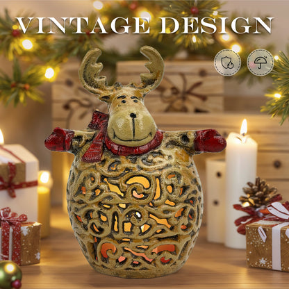 Linton Arts Reindeer Christmas Lantern, Cast Aluminium  Hollow-Out Iron Candle Lanterns, Christmas Decorations for  Fireplace Mantel