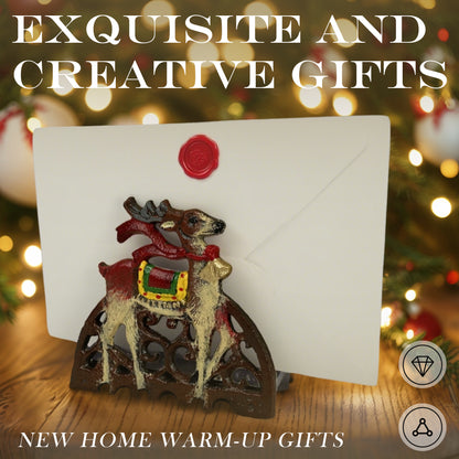 Christmas Cast Iron Napkin Holder - Retro Industrial Tissue Paper Dispenser for Table, Festive Deer Design, Durable Pure Iron Napkin Stand for Paper Napkins, Exquisite New Home Warm-Up Gift