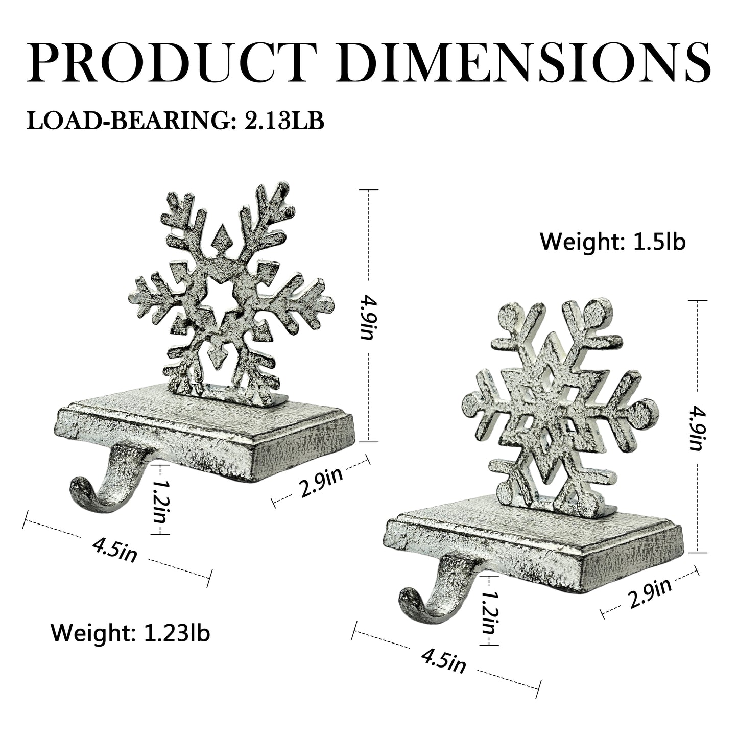 Linton Arts 2 Pack Cast Iron Christmas Stocking Holders for Mantle, Set of 2 Heavy Duty Cast Iron Christmas Stocking Holders, Vintage Ornament Hooks【Christmas Stocking Holder】