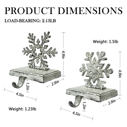 Linton Arts 2 Pack Cast Iron Christmas Stocking Holders for Mantle, Set of 2 Heavy Duty Cast Iron Christmas Stocking Holders, Vintage Ornament Hooks【Christmas Stocking Holder】