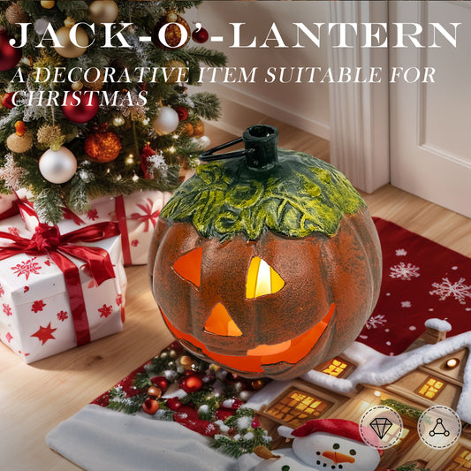 Light Up Cast Aluminum Pumpkin Lantern with Candle, Vintage Jack O'Lantern Halloween Decor for Indoor Outdoor Display, 6.7in, Retro Pumpkin Light