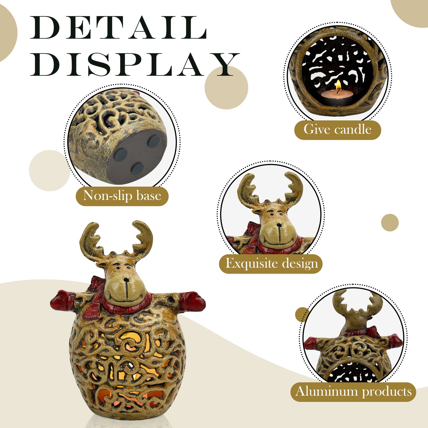 Linton Arts Reindeer Christmas Lantern, Cast Aluminium  Hollow-Out Iron Candle Lanterns, Christmas Decorations for  Fireplace Mantel