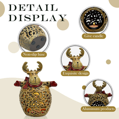 Linton Arts Reindeer Christmas Lantern, Cast Aluminium  Hollow-Out Iron Candle Lanterns, Christmas Decorations for  Fireplace Mantel