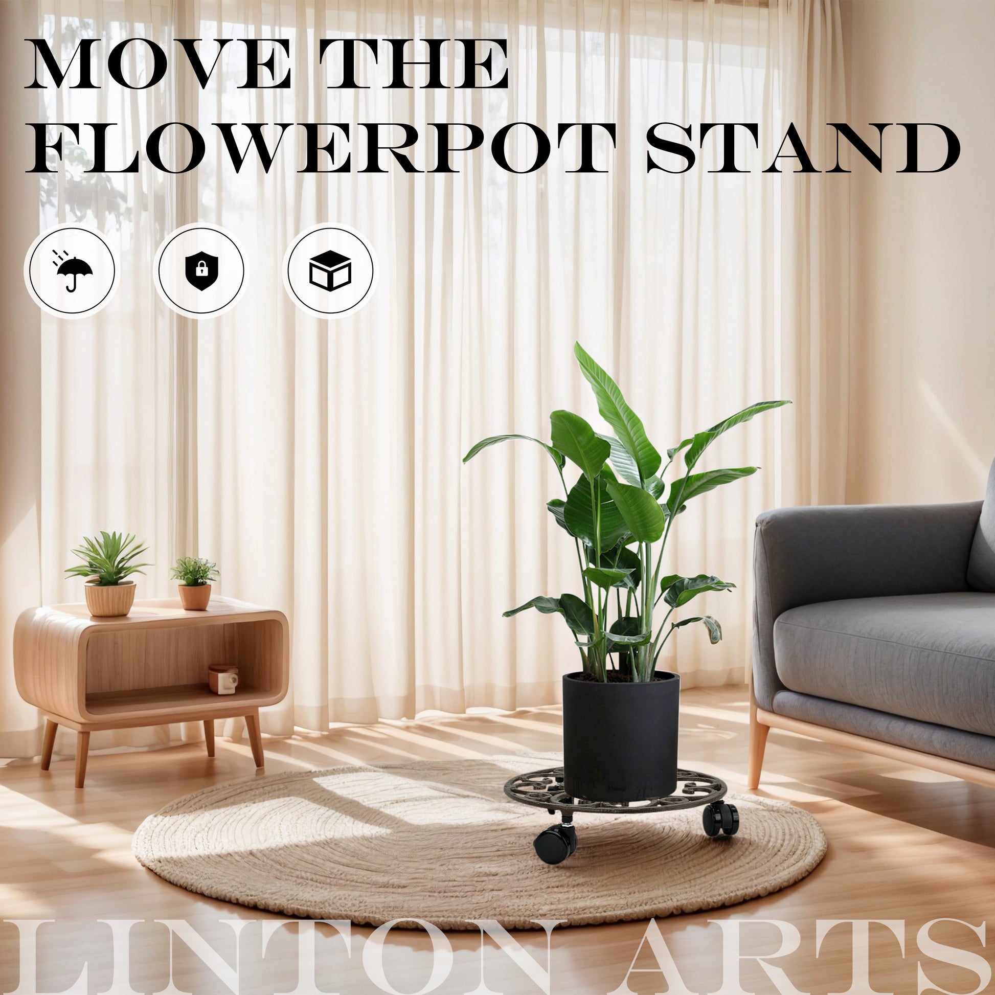 rolling plant stand, 
heavy duty plant caddy with wheels