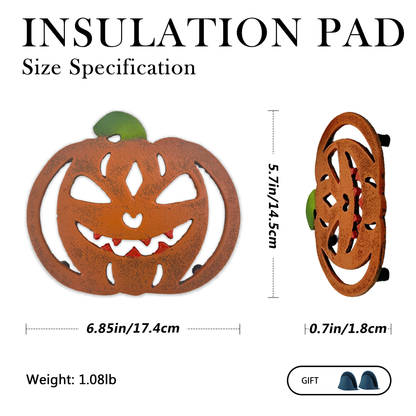 Linton Arts 2-Pack Cast Iron Jabbering Jack Trivets for Hot Dishes - Heat Resistant Trivet for Hot Pots & Pans, Festive Pumpkin Trivets & Pumpkin Kitchen Decor (Christmas Themed)