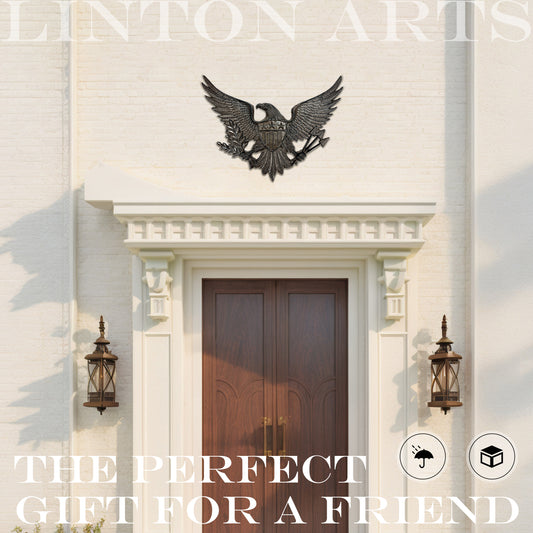 Outdoor Metal Eagle Statue for Wall Art, 
Patriotic Decor with Shield, 
Indoor Outdoor American  Wall Hanging【eagles wall decor】