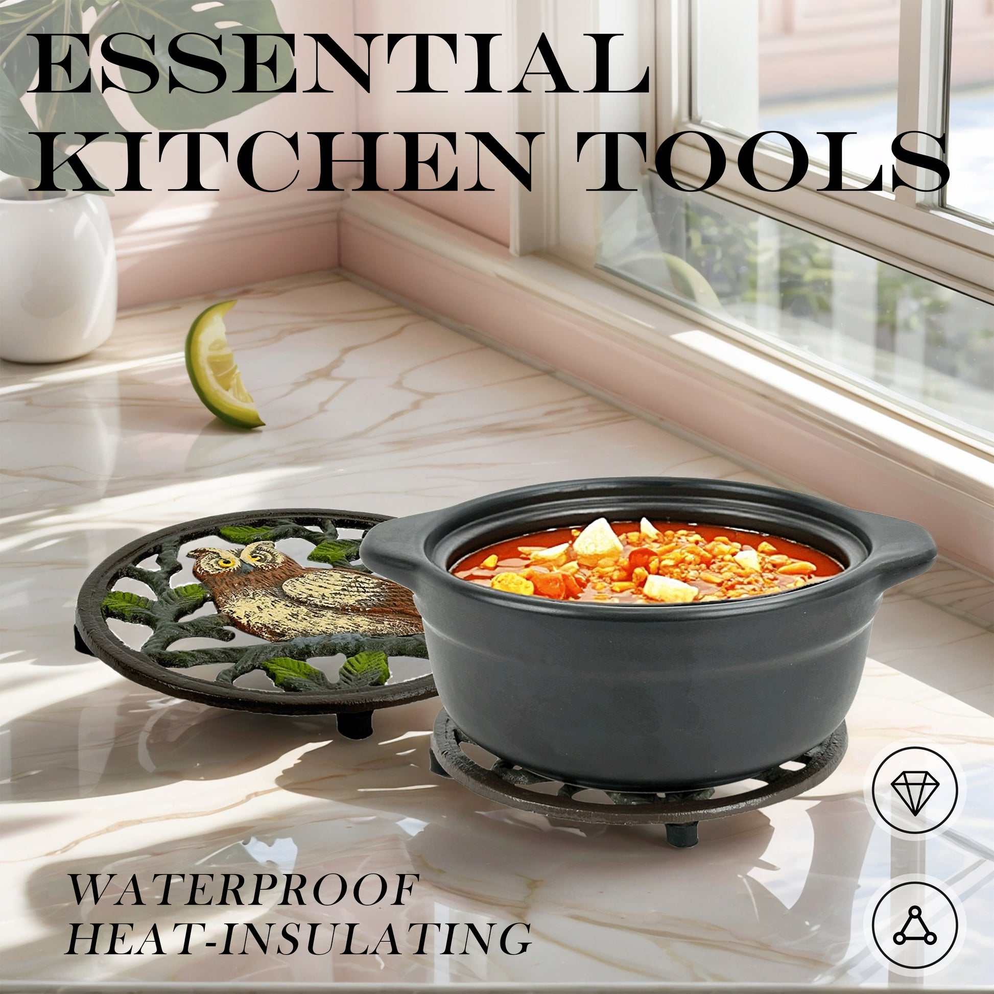 Owl Metal Trivet for Hot Pots and Pans with Heat-Resistant Design,
Rustic Trivets for Kitchen & Dining