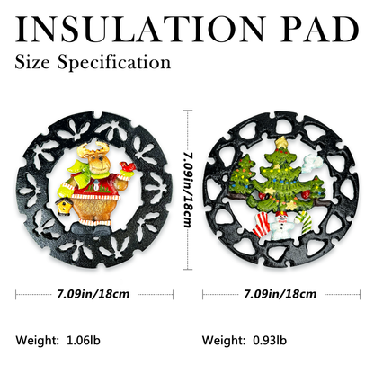 Linton Arts 2 Pack Christmas Metal Trivets, Reindeer & Snowman Cast Iron Trivet for Hot Dishes, 7 Inch Heat Resistant Decorative Trivets, Kitchen Gift for Christmas