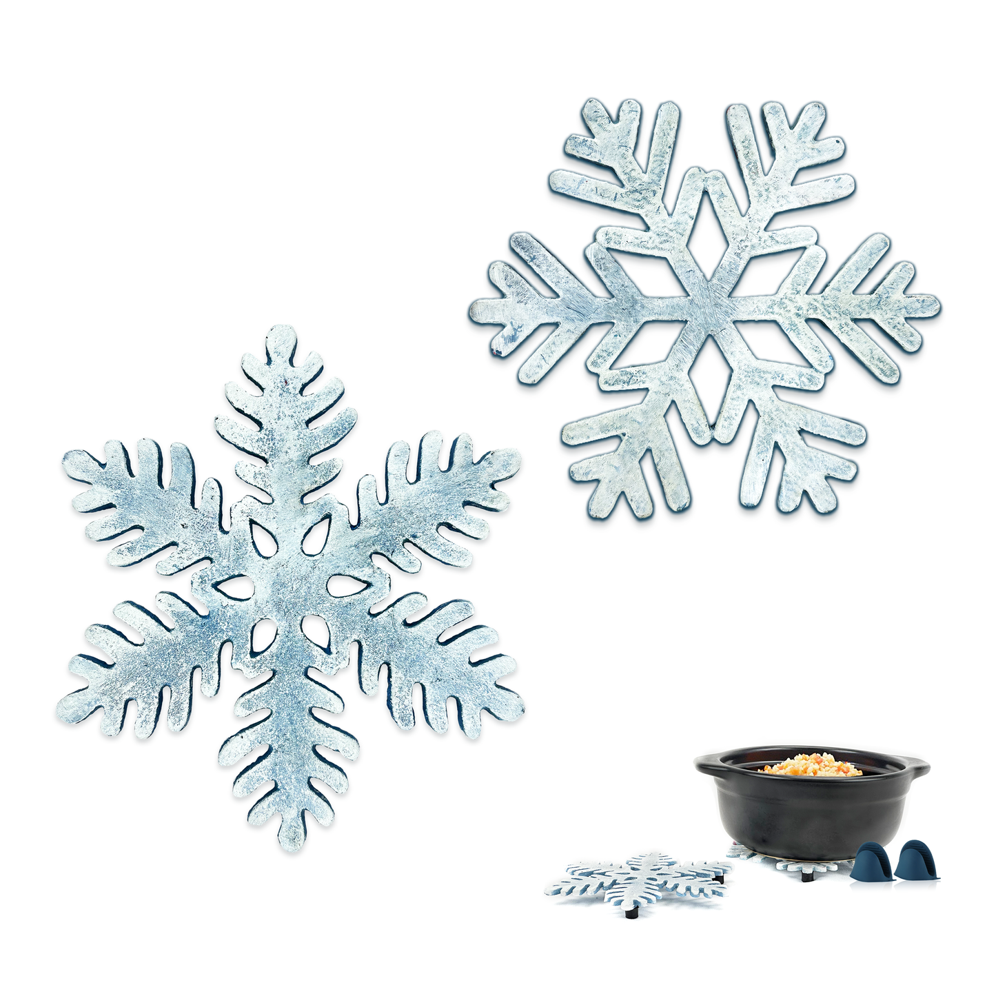 Linton Arts 2 Pack Snowflake Metal Trivets, Heat Resistant Cast Iron Trivet, Decorative Christmas Trivets for Holiday & Christmas Decorations for Kitchen