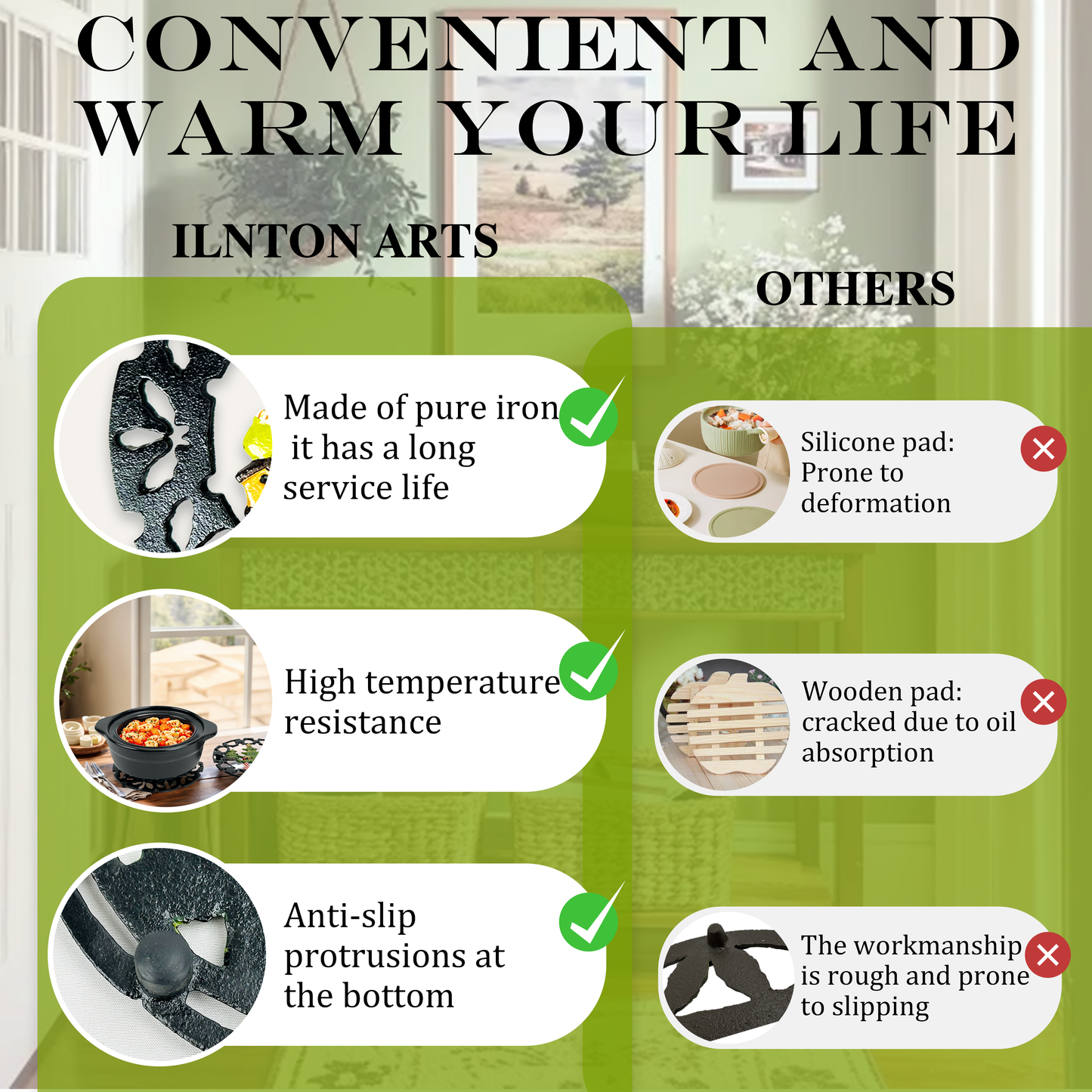 Linton Arts 2 Pack Christmas Metal Trivets, Reindeer & Snowman Cast Iron Trivet for Hot Dishes, 7 Inch Heat Resistant Decorative Trivets, Kitchen Gift for Christmas