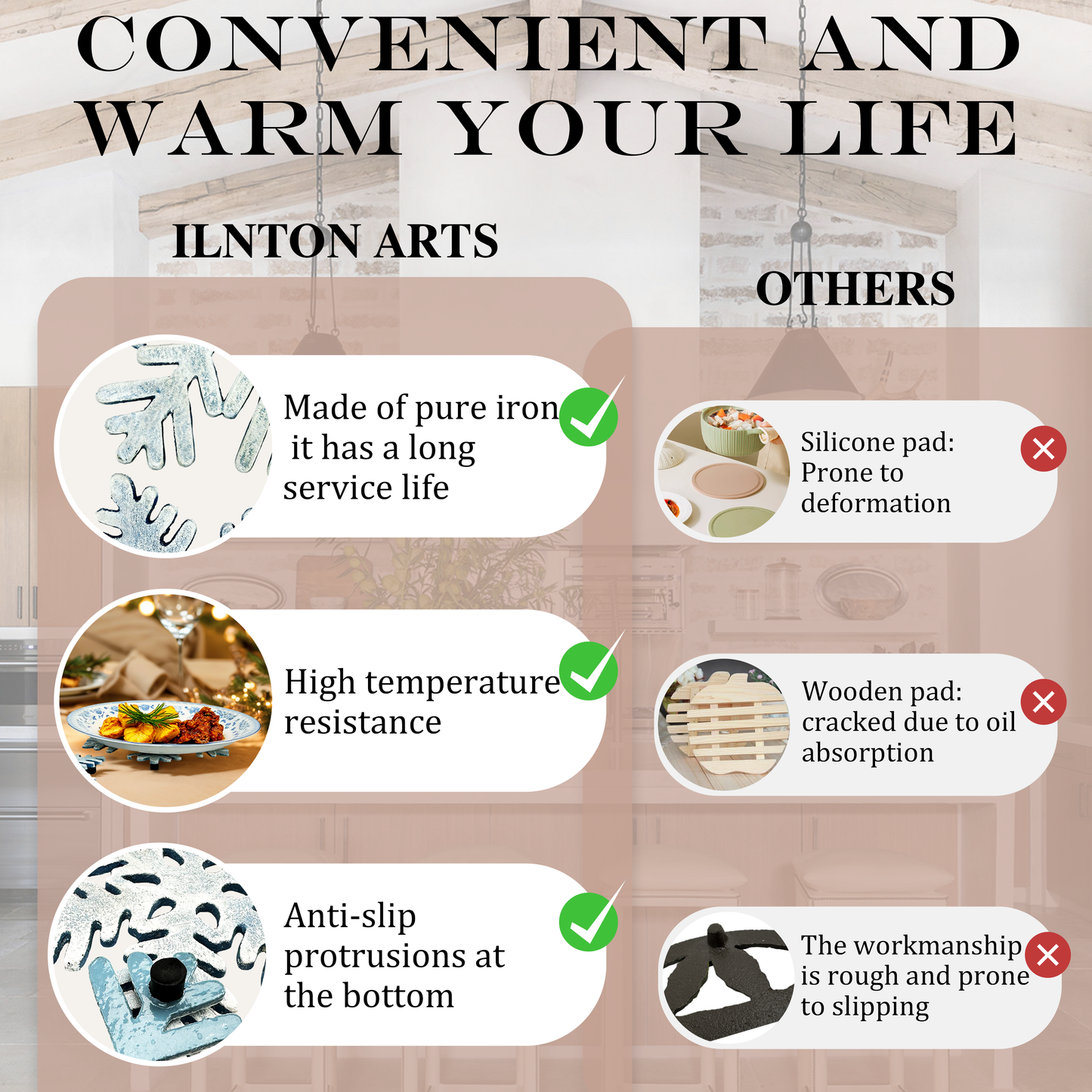 Linton Arts 2 Pack Snowflake Metal Trivets, Heat Resistant Cast Iron Trivet, Decorative Christmas Trivets for Holiday & Christmas Decorations for Kitchen