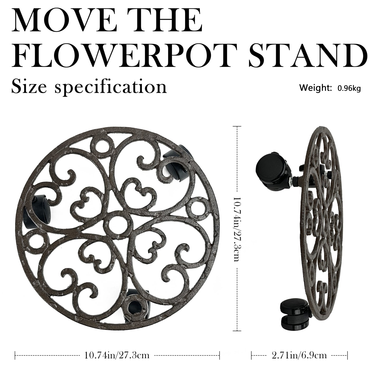 movable base for flower pot, 
rolling plant stand, 
heavy duty plant caddy with wheels